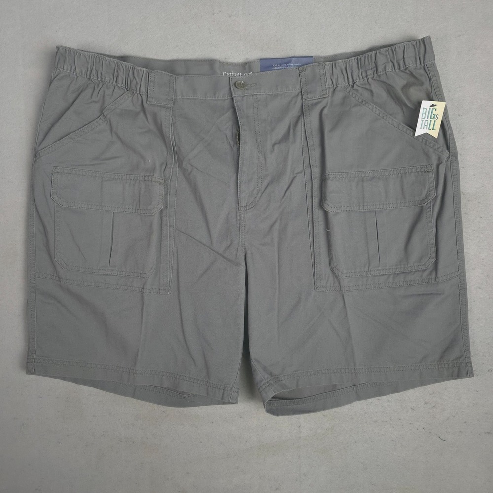 Croft & Barrow‎ Mens Big Tall Green Cargo Shorts Side Elastic Relaxed Fit 52